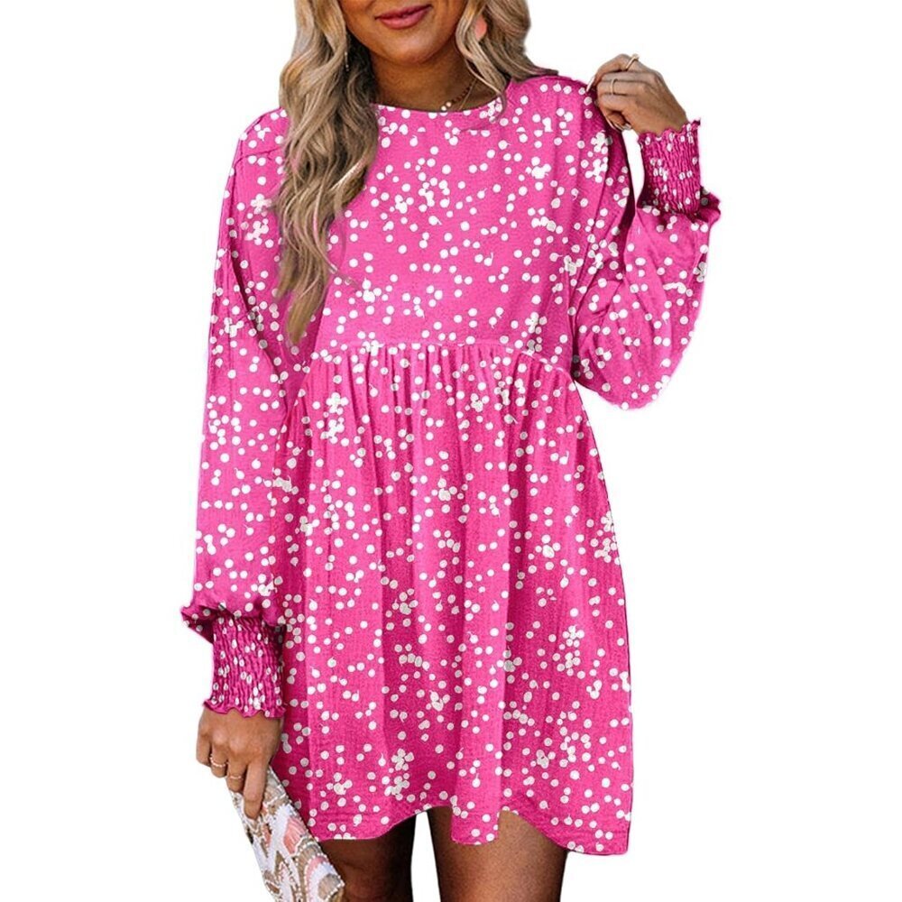 Women’s Floral Fall Dress Polyester Long Sleeve Boho Slim Fit Casual